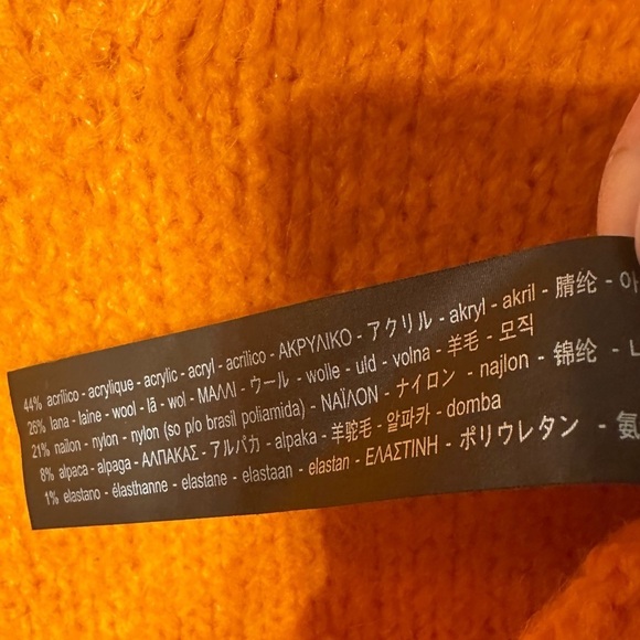 Zara Orange Oversized Wool/Alpaca/Acrylic/Nylon Size Medium Academia Clueless - Picture 4 of 6